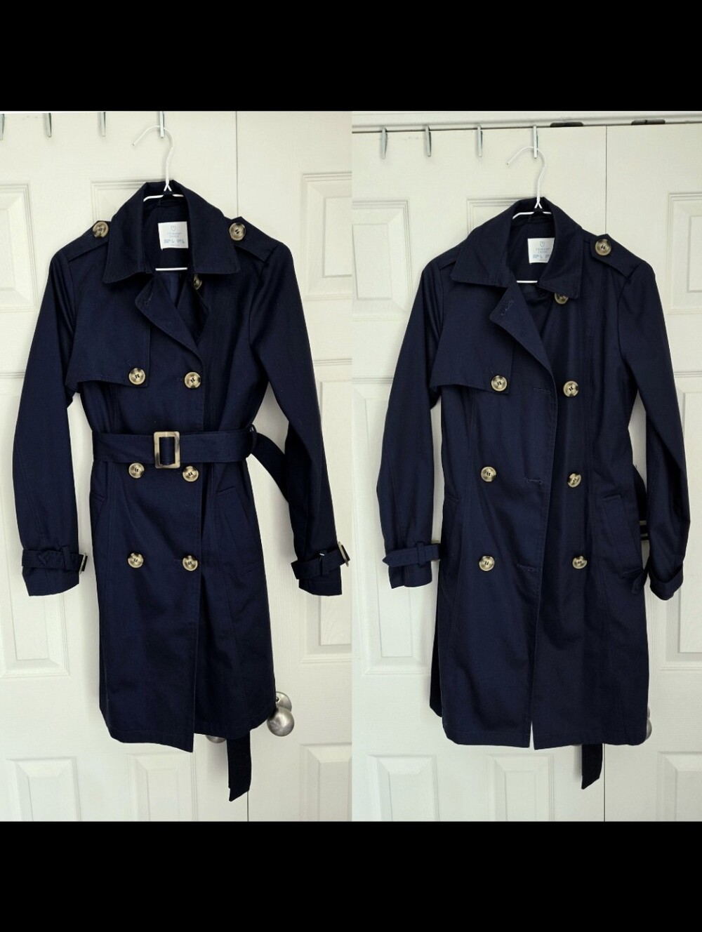 NEW Navy Belted Double Breasted Trench Coat - Picture 1 of 9